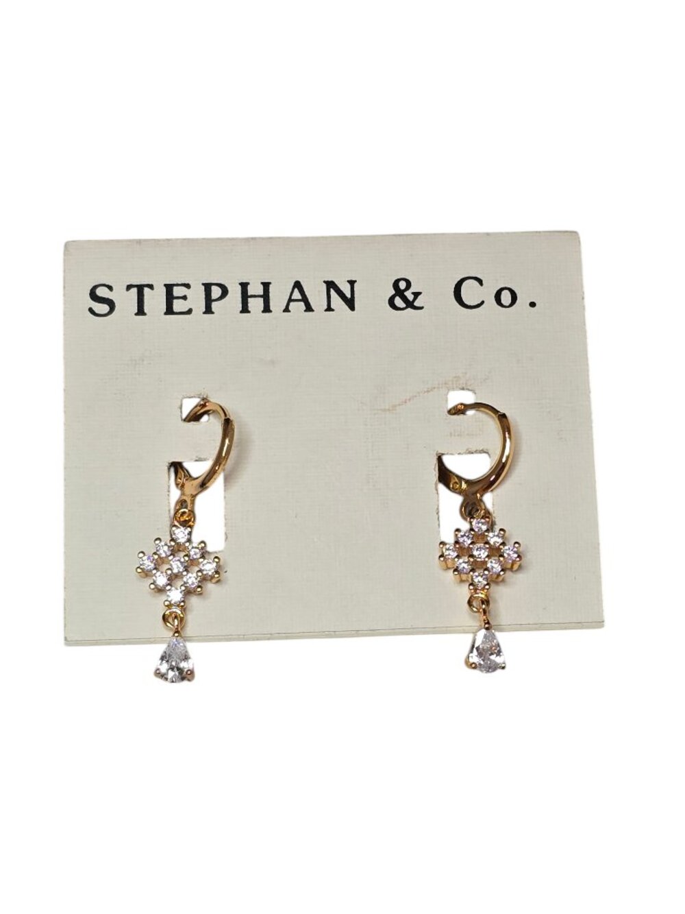 Stephan & Co Women's Trendy CZ Rose Gold Hoop Dangle Earrings NWT